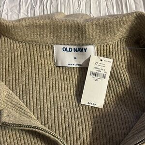 Old Navy Beige Ribbed Zip-Up Sweater